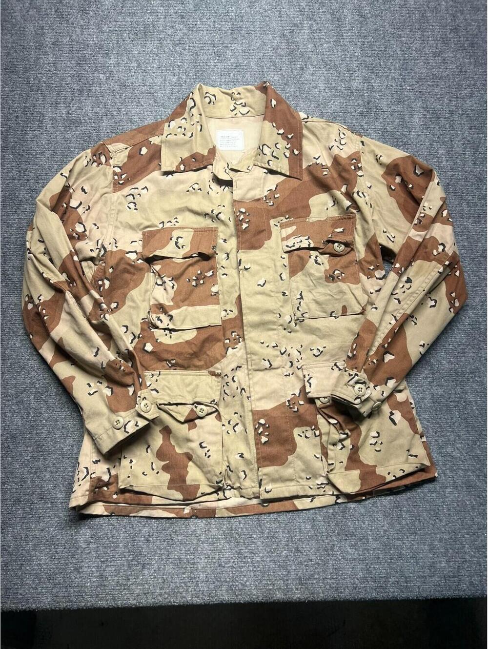 Vintage US Army Desert Camo BDU Jacket Chocolate Chip Combat Coat Medium Short